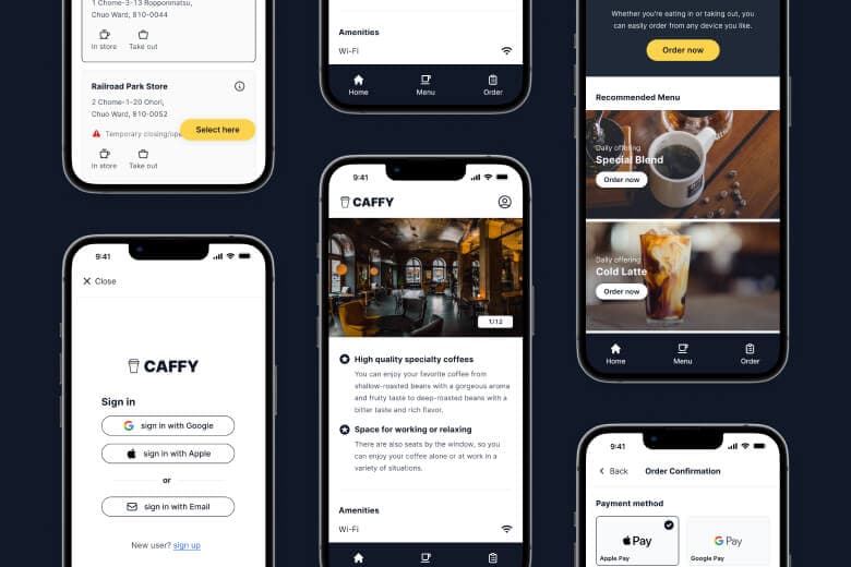 Caffy application screenshots